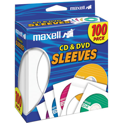 Maxell CD-402 Fundas de Papel para CD DVD con Ventana Plástica Pack de 100