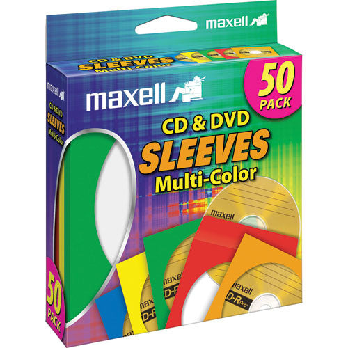 Maxell CD-401 Fundas de Papel para CD DVD con Ventana Pack 50 colores variados