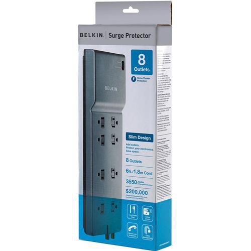 Belkin 8 Tomas Protector de Sobretensión para Hogar y Oficina con Cable Extendido y Protección Telefónica
