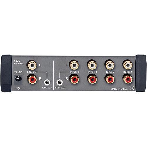 RDL EZ-MX4L Mezclador Estéreo 4 Canales Nivel Línea con Medidores LED