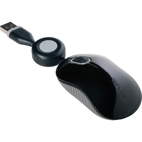 Targus Compact Optical Mouse USB con Cable Retráctil Diseño Simétrico