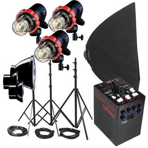 Speedotron 2403CX Kit de Flash 2400Ws 3 Cabezas 7 Reflectores 36x48 Softbox