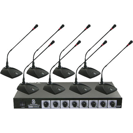 Pyle Pro PDWM8300 Sistema de Micrófono Inalámbrico VHF 8 Canales 8 Micrófonos de Conferencia