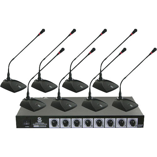 Pyle Pro PDWM8300 Sistema de Micrófono Inalámbrico VHF 8 Canales 8 Micrófonos de Conferencia