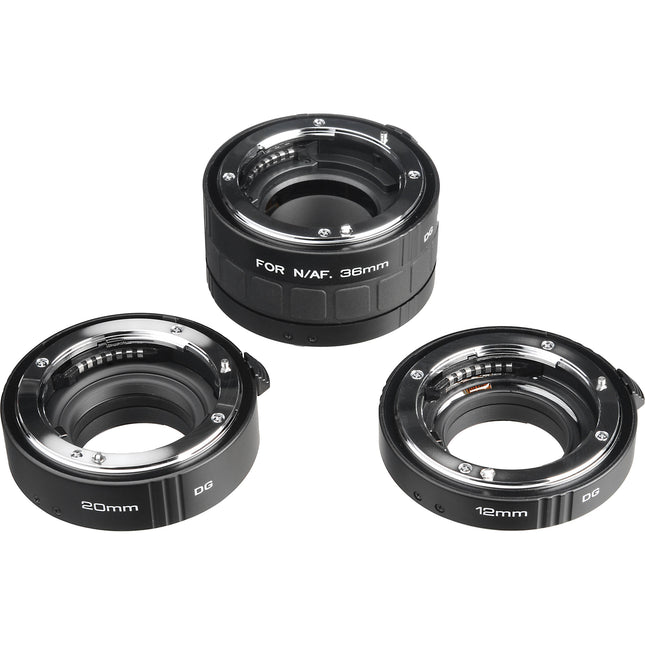 Kenko Auto Extension Tube Set DG para lentes Nikon con tubos 12mm 20mm 36mm y autofoco