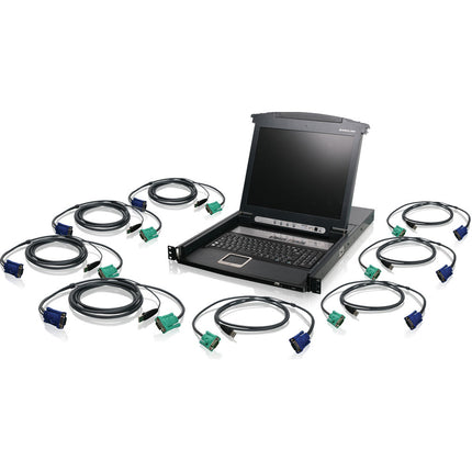 IOGEAR 8-Port LCD Combo KVM Switch 17" TFT Monitor 1280x1024 Pixels USB Cables