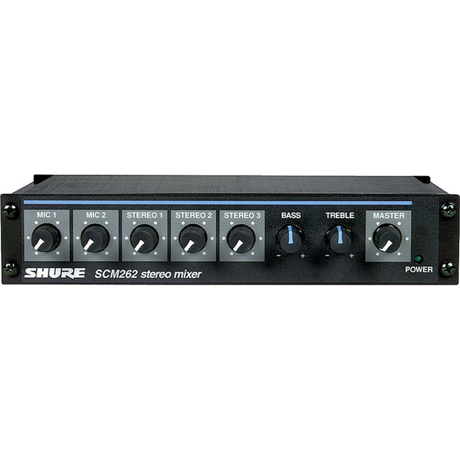 Shure SCM262 Mezclador Estéreo de Micrófonos 2 Entradas XLR 12V Phantom Power Rack Montaje