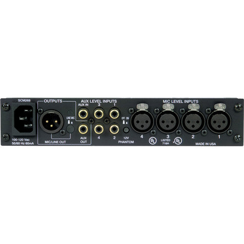 Shure SCM268 Mezclador de Micrófonos 4 Canales 4 Entradas XLR Compacto Rack