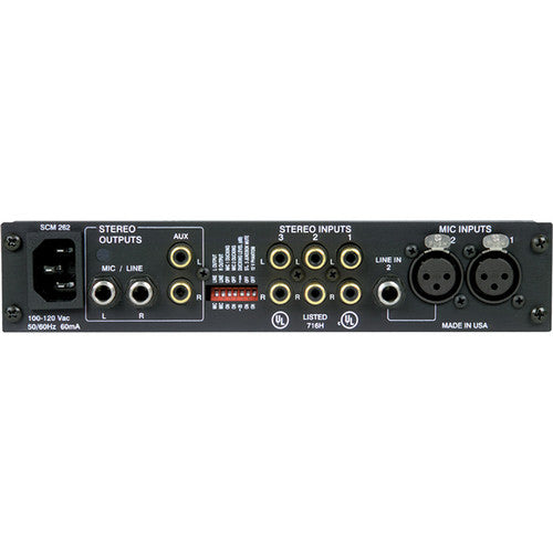 Shure SCM262 Mezclador Estéreo de Micrófonos 2 Entradas XLR 12V Phantom Power Rack Montaje