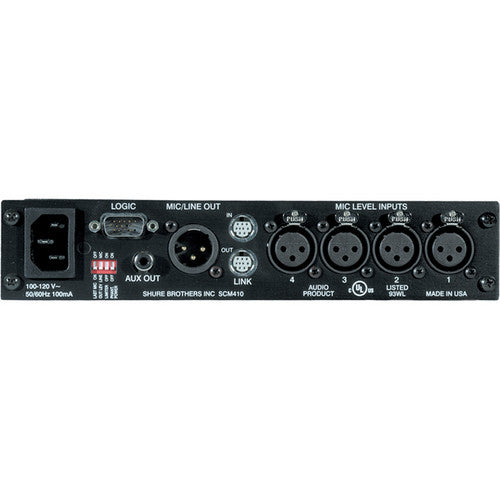 Shure SCM410 Mezclador Automático 4 Canales Rack Montaje 12V Phantom Power