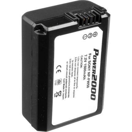 Power2000 Batería Recargable de Litio Sony NP-FW50 7.2V 1500mAh con fusible de seguridad