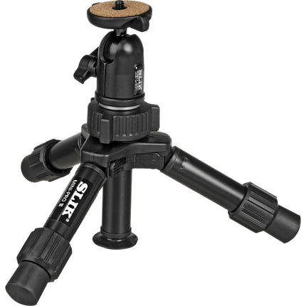 SLIK Mini Pro III trípode con cabezal de bola altura 8.46" y capacidad 2.75 lb con estuche