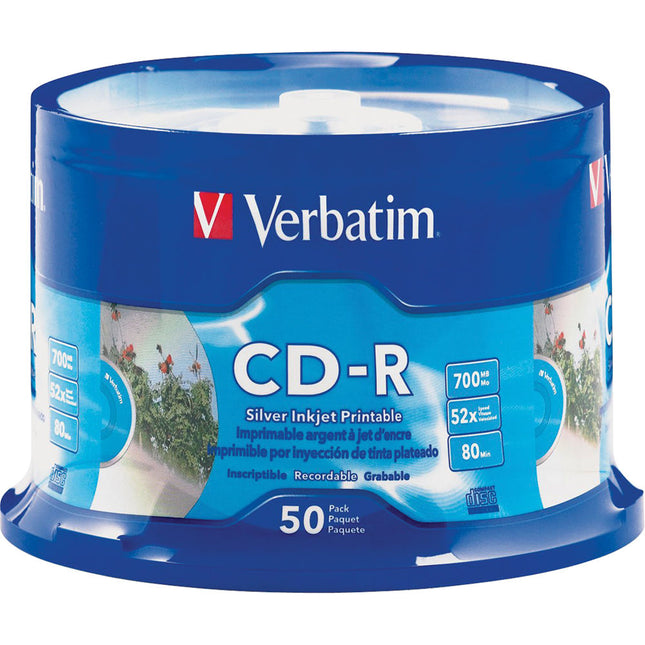 Verbatim CD-R 700MB Disco Compacto Grabable 52x Superficie Printable 50 Unidades