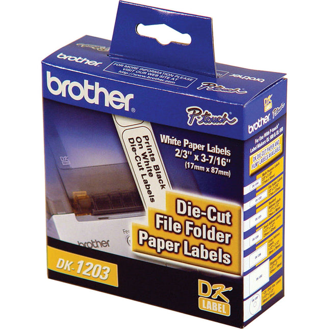 Brother DK1203 Etiquetas Adhesivas de Papel para Envíos 300 Unidades 0.66 x 3.4 Pulgadas
