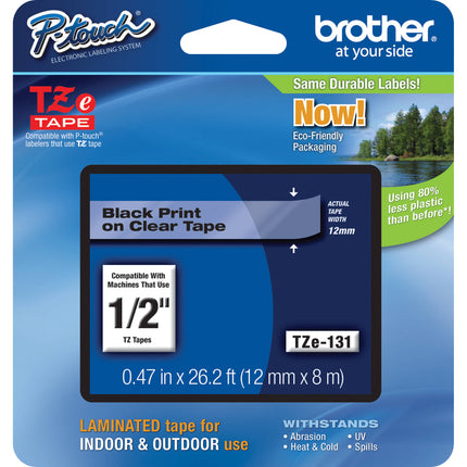 Brother Cinta Laminada para Etiquetadoras P-Touch 12mm x 8m Negro en Transparente