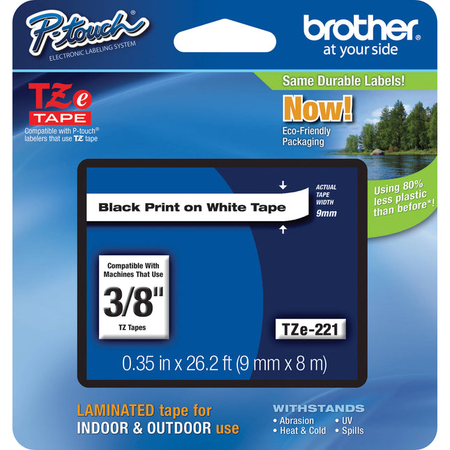 Brother TZe221 Cinta Laminada para Etiquetadora 0.35 Pulg x 26.2 Pieza
