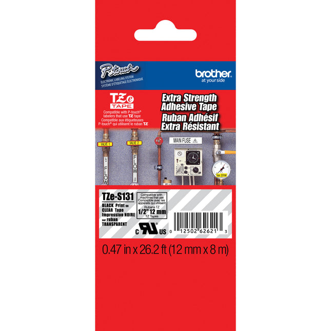 Brother TZeS131 Cinta para rotuladora P-Touch 12mm x 8m adhesivo extra fuerte para interiores y exteriores