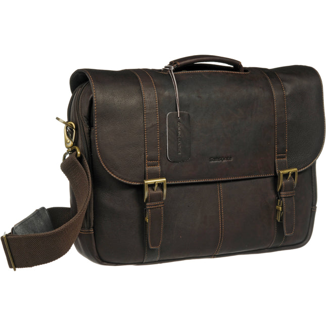 Samsonite Colombian Leather Maletín para Laptop Hasta 15.6 Pulgadas con Correa Ajustable y Bolsillos Acolchonados