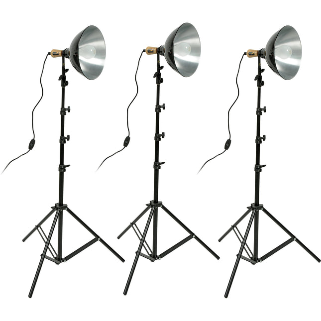 Impact Tungsten Kit de Tres Focos con Soportes 1500W Reflectores 12"