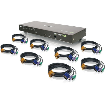 IOGEAR 8-Port USB PS/2 Combo KVM Switch Kit con cables 6 y 10 pies y resolución 2048x1536