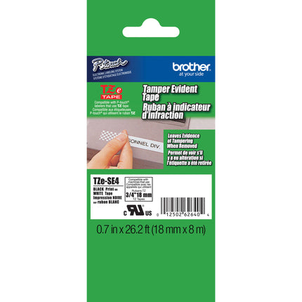 Brother Security Tape cinta de seguridad 19mm x 8m negro sobre blanco para etiquetadoras P-Touch