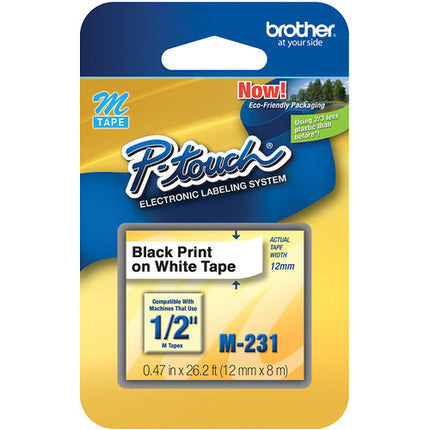 Brother M cinta para etiquetado 12mm x 8m negro sobre blanco un rollo