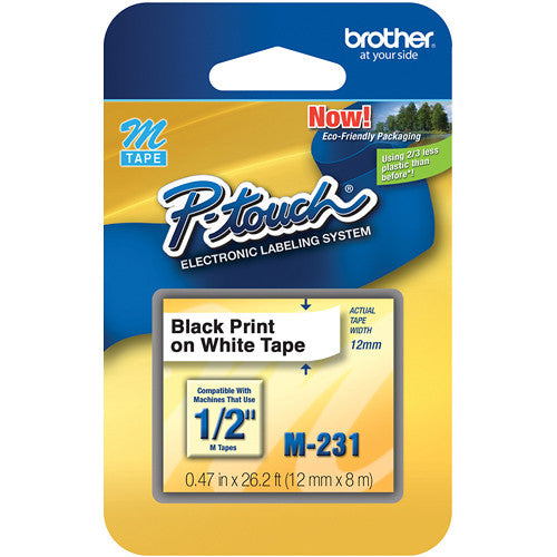 Brother M cinta para etiquetado 12mm x 8m negro sobre blanco un rollo