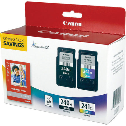 Canon PG-240XL CL-241XL Cartuchos de Tinta Pack con 50 hojas Papel Brillante 10x15 cm