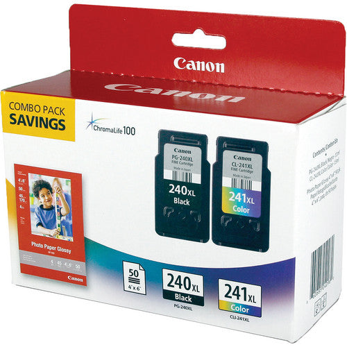 Canon PG-240XL CL-241XL Cartuchos de Tinta Pack con 50 hojas Papel Brillante 10x15 cm