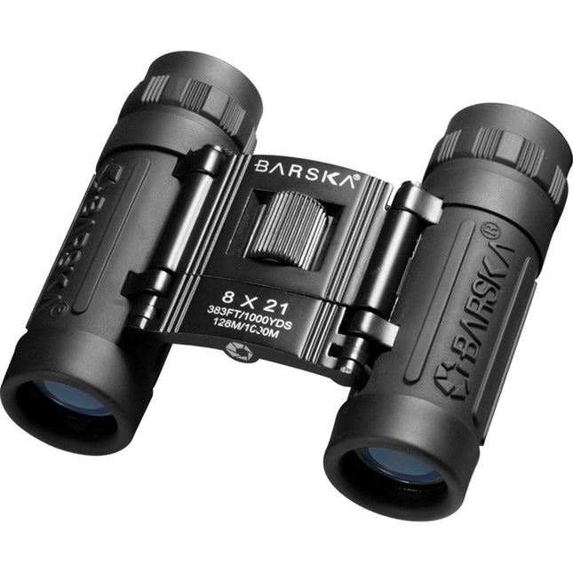 Barska 8x21 Lucid View Prismáticos Compactos con Enfoque Central y Armadura de Goma