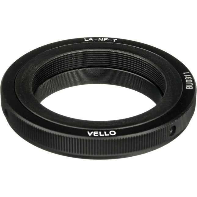 Vello Adaptador de Objetivo T Mount a Nikon F Montura con Enfoque Infinito y Interior Negro Mate