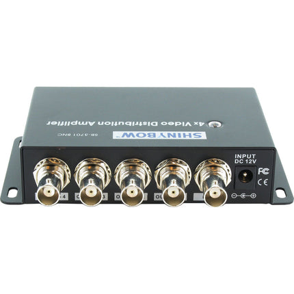 Shinybow 1 x 4 Amplificador de Distribución de Video Compuesto 110 MHz 1000 V/s SR con Adaptador AC/DC