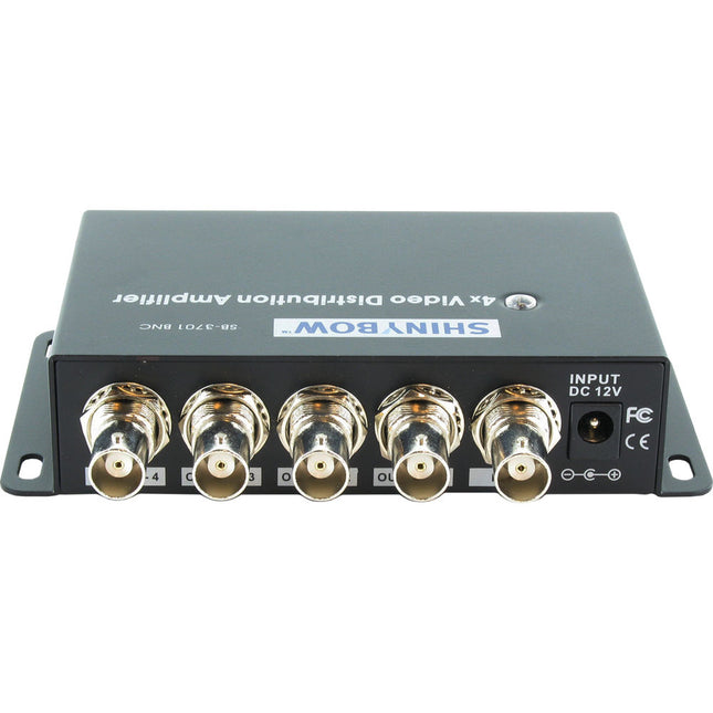 Shinybow 1 x 4 Amplificador de Distribución de Video Compuesto 110 MHz 1000 V/s SR con Adaptador AC/DC