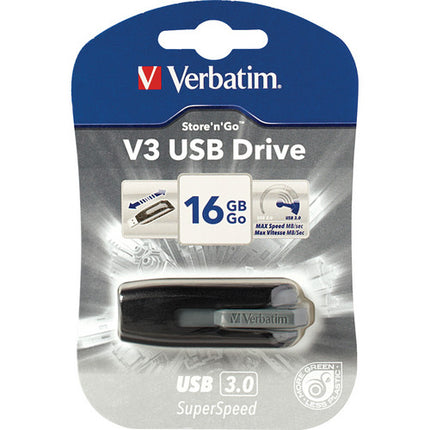 Verbatim 16GB Store n Go V3 Memoria USB 3.0 16GB Retráctil Gris Negro