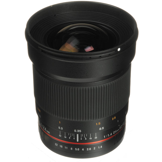 Samyang 24mm f1.4 ED AS UMC objetivo gran angular para Canon con funda y parasol