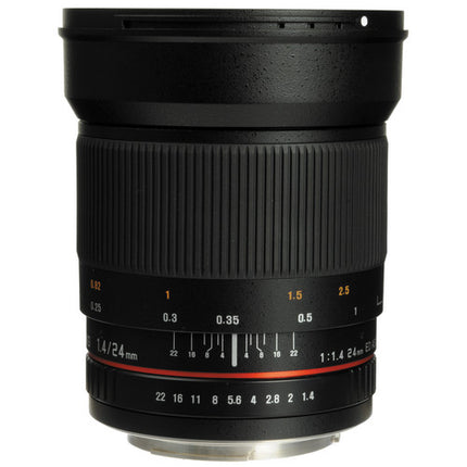 Samyang 24mm f1.4 ED AS UMC objetivo gran angular para Canon con funda y parasol