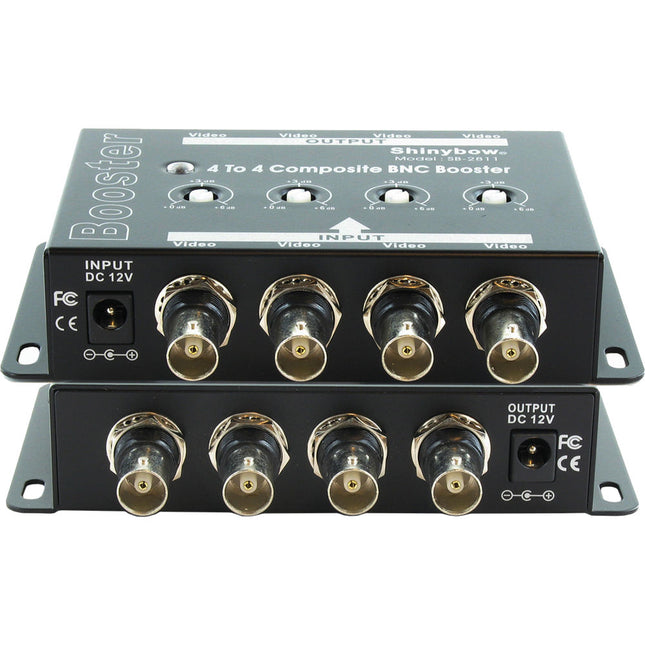 Shinybow SB-2811 Amplificador de Video Compuesto 4 x 4 con Adaptador 12 VDC