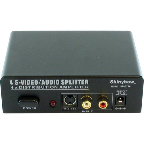 Shinybow SB-3716 Amplificador de Distribución S-Video y Audio Estéreo 80 MHz 4 Salidas