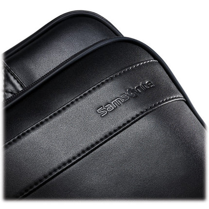 Samsonite Leather Slim Brief Maletín para Laptop 15.6" Cuero Negro con Correa Ajustable