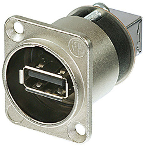 Neutrik Cambiador de Género USB A a USB B Reversible con Carcasa D-Shape y Protección contra Agua y Polvo