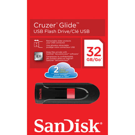 SanDisk 32GB Cruzer Glide Memoria USB con Encriptación AES 128-bit Retráctil