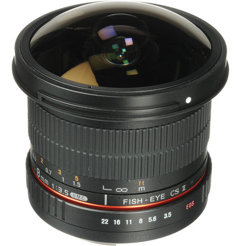 Samyang 8mm f3.5 HD objetivo ojo de pez ultra gran angular para Canon con capucha desmontable