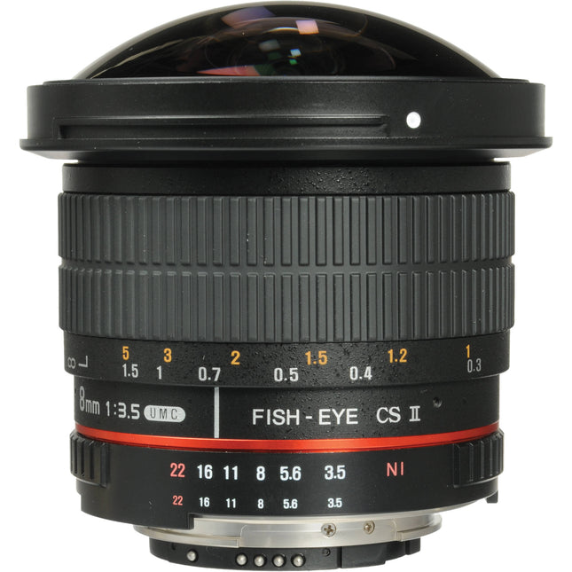 Samyang 8mm f3.5 HD Ojo de Pez para Nikon Montura F 180° y Capucha desmontable