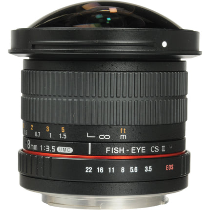 Samyang 8mm f3.5 HD objetivo ojo de pez ultra gran angular para Canon con capucha desmontable