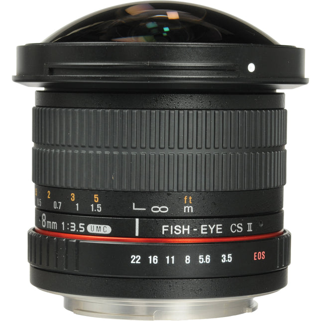 Samyang 8mm f3.5 HD objetivo ojo de pez ultra gran angular para Canon con capucha desmontable