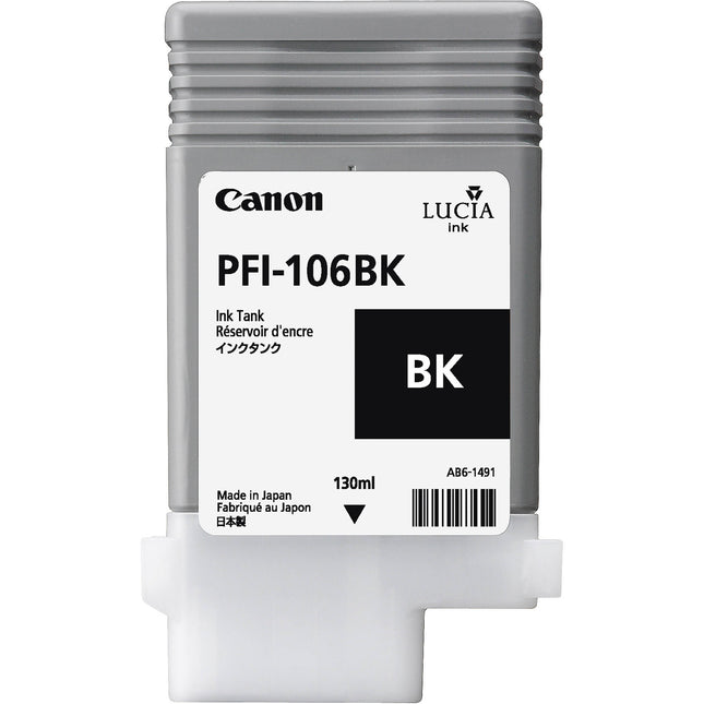 Canon PFI-106BK Cartucho de Tinta Negra 130mL para Impresoras imagePROGRAF