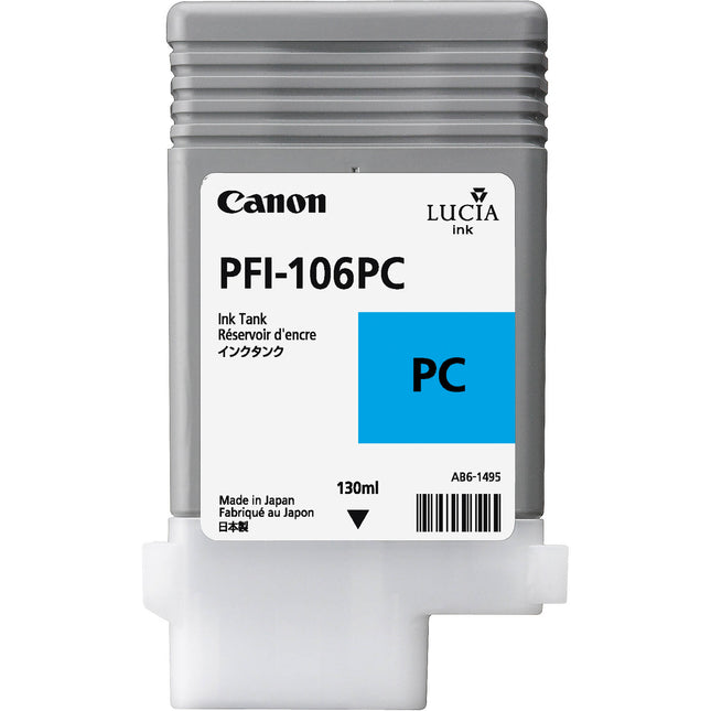 Canon PFI-106PC Cartucho de Tinta Foto Cian 130mL para Impresoras iPF6300 iPF6450