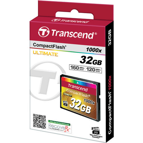 Transcend 32GB Tarjeta de Memoria CompactFlash Ultimate 1000x UDMA 7