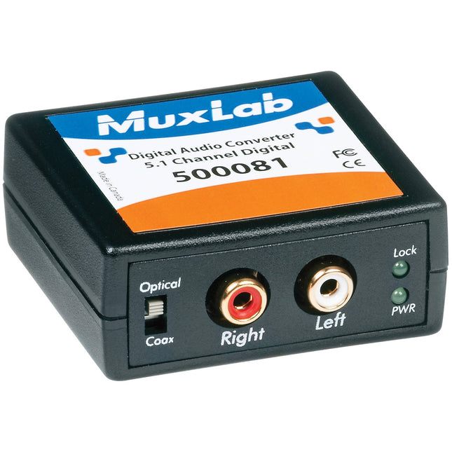 MuxLab 500081 Convertidor Digital a Analógico Audio Downmixer Dolby 24bit 96kHz