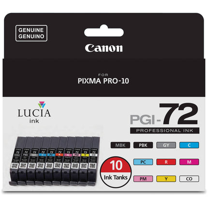 Canon LUCIA PGI-72 Pack de 10 Tintas para Impresora PIXMA PRO-10